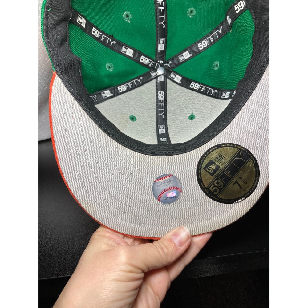 New Era New York Mets 59FIFTY Fitted Hat‎ Green Orange 50th Anniversary 7 3/8 - Picture 8 of 12